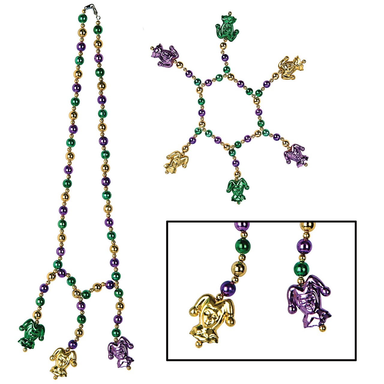 Beistle 18in and 7in Mardi Gras Beads Choker/Bracelet Set - 12 Pack